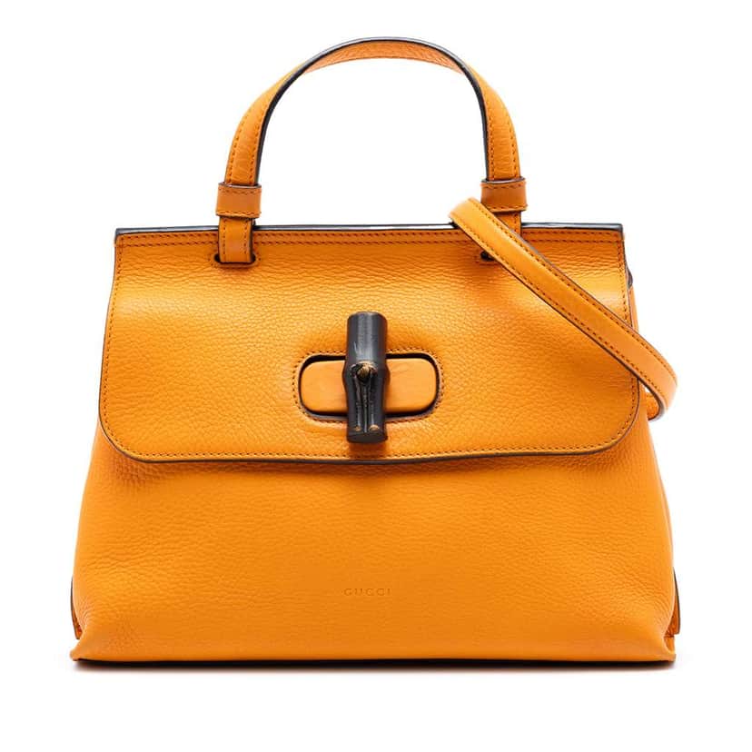 Gucci Small Leather Bamboo Daily Satchel Orange Leather Very good condition - Front View
