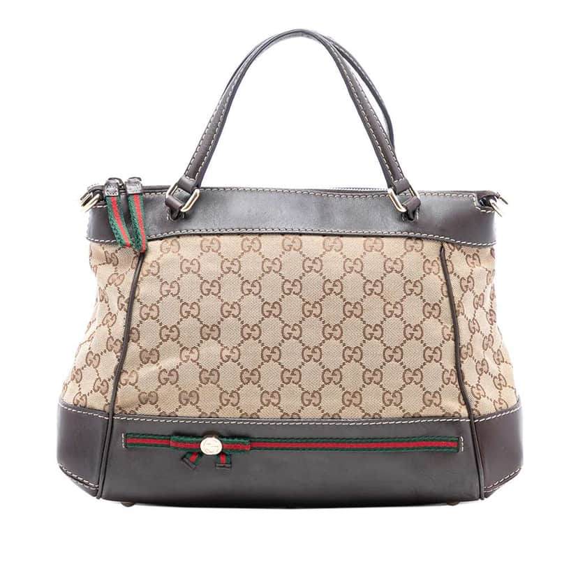Gucci GG Canvas Web Mayfair Satchel Beige Very good condition - Front View