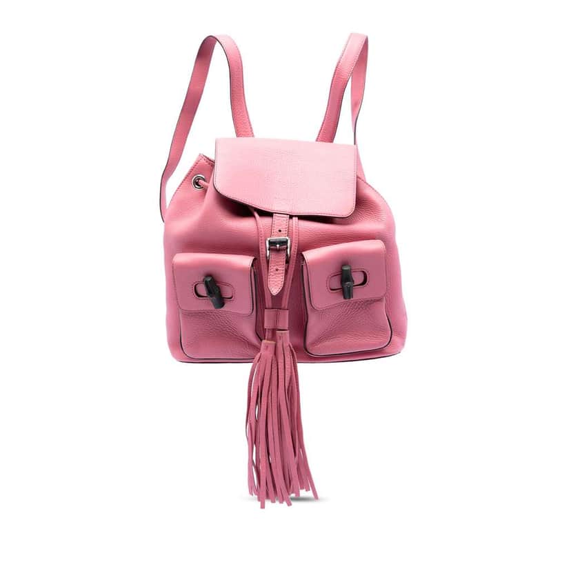Gucci Leather Bamboo Tassel Backpack Pink Leather Very good condition - Front View