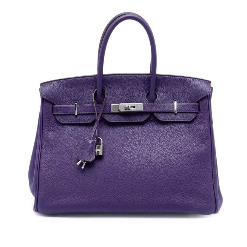 Hermès Togo Birkin Retourne 35 Purple Leather Very good condition - Front View