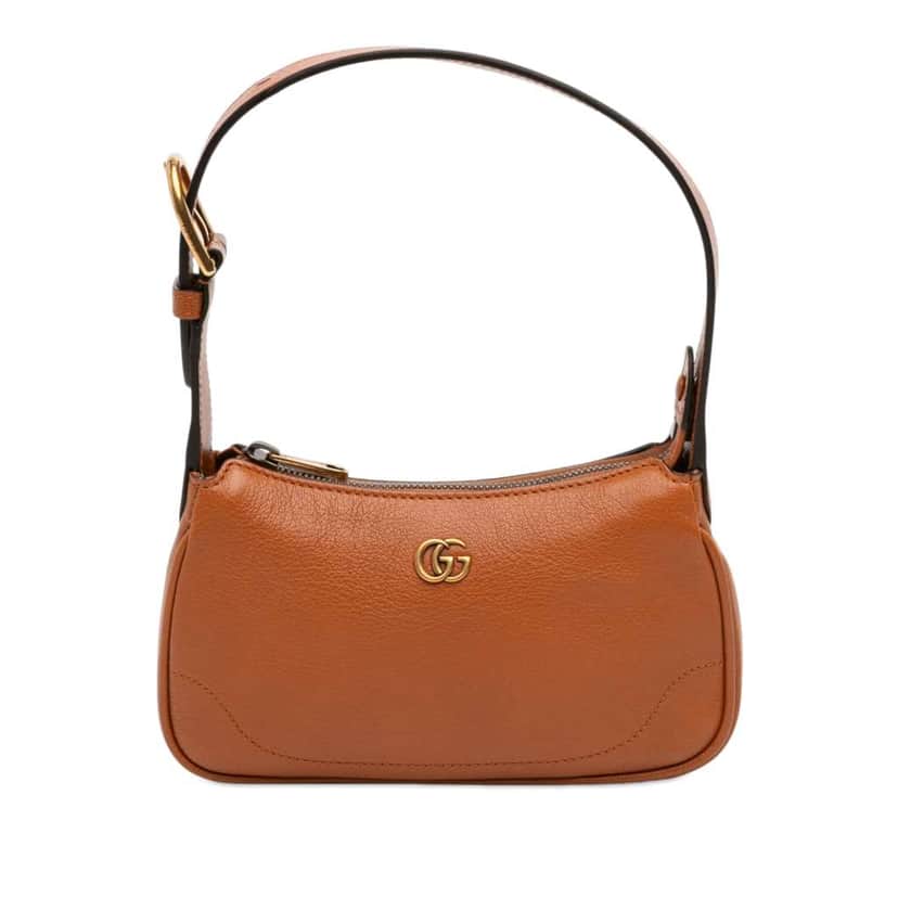 Gucci Mini Leather Aphrodite Shoulder Bag Brown Leather Very good condition - Front View