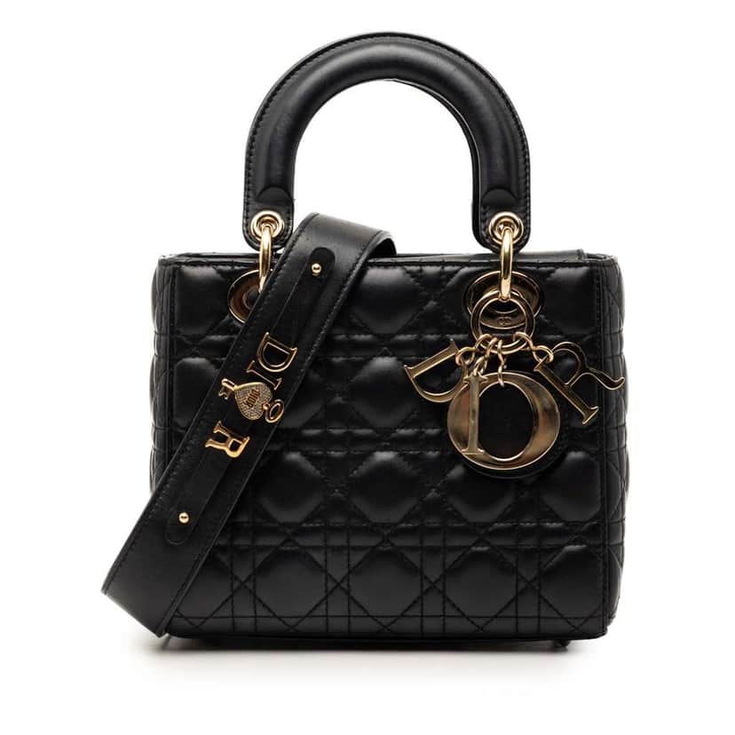Dior Small Lambskin Cannage My ABCDior Lady Dior Black Leather Very good condition - Front View