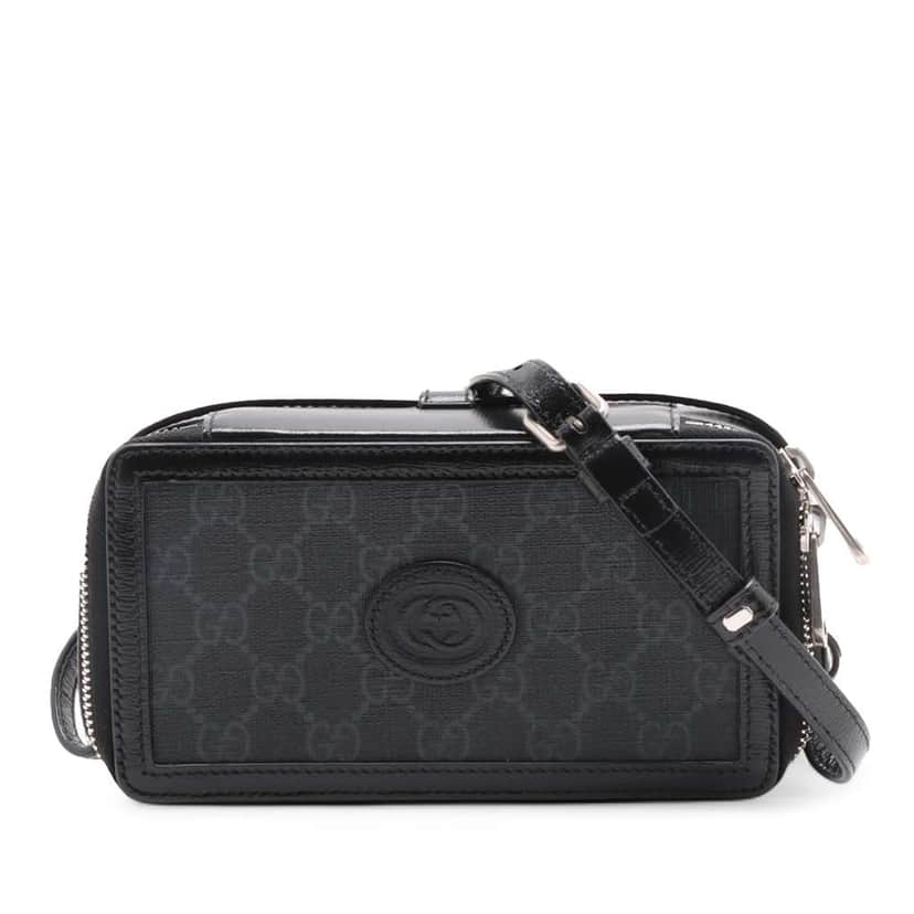 Gucci GG Supreme Interlocking G Crossbody Black Canvas Very good condition - Front View