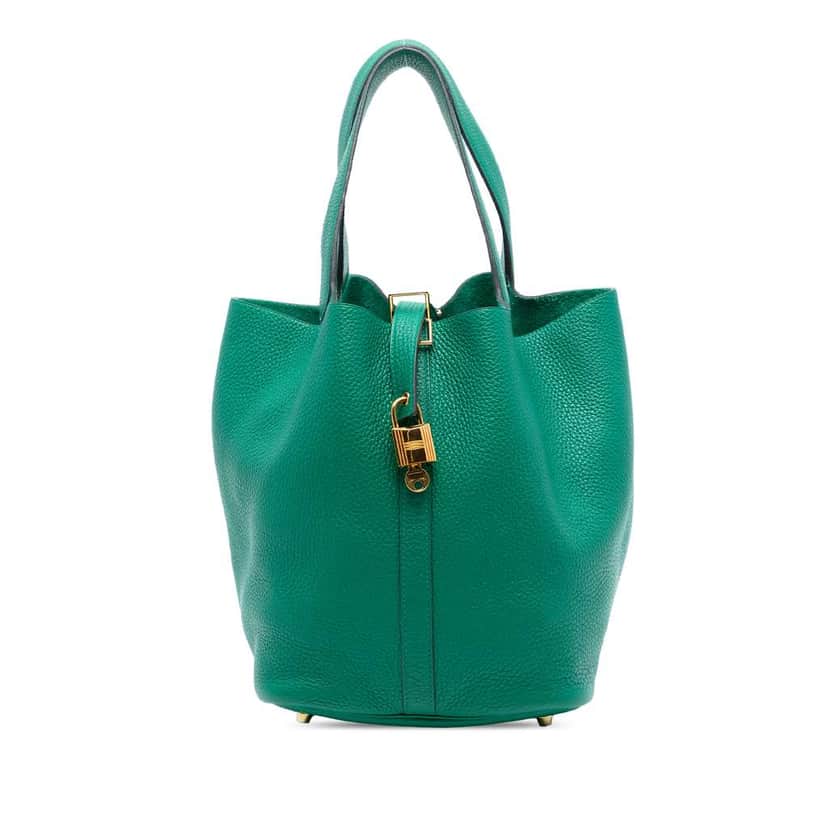 Hermès Clemence Picotin Lock 26 Green Leather Very good condition - Front View
