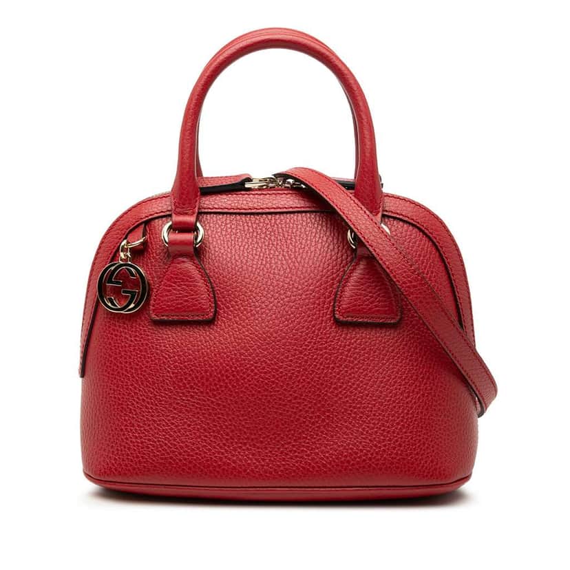 Gucci Mini Leather GG Charm Dome Satchel Red Leather Very good condition - Front View