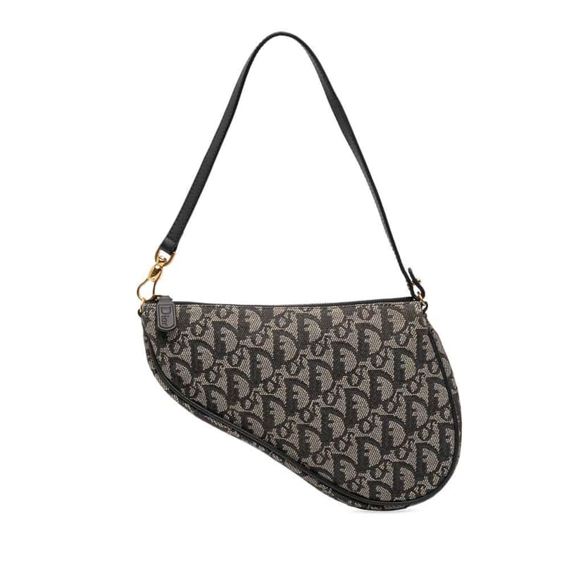 Dior Mini Diorissimo Canvas Saddle Pochette Blue Canvas Very good condition - Front View