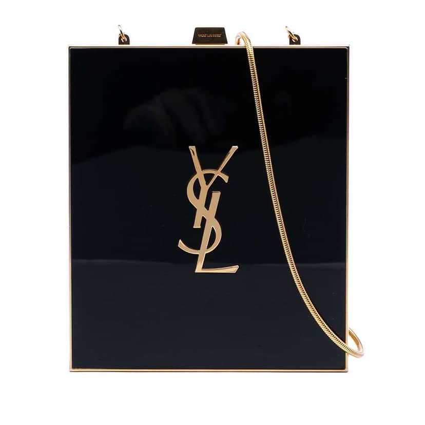 Saint Laurent Acrylic Tuxedo Box Clutch on Chain Black Very good condition - Front View