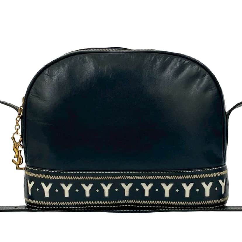 Saint Laurent Leather Y Cutout Crossbody Blue Leather Very good condition - Front View