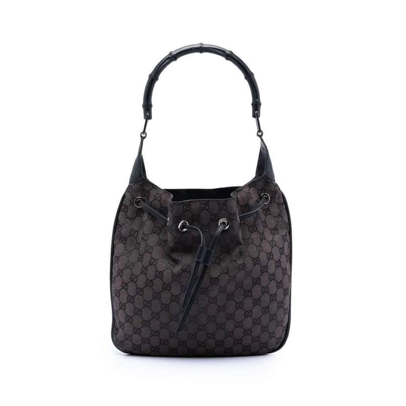 Gucci GG Canvas Bamboo Shoulder Bag Brown Canvas Good condition - Front View