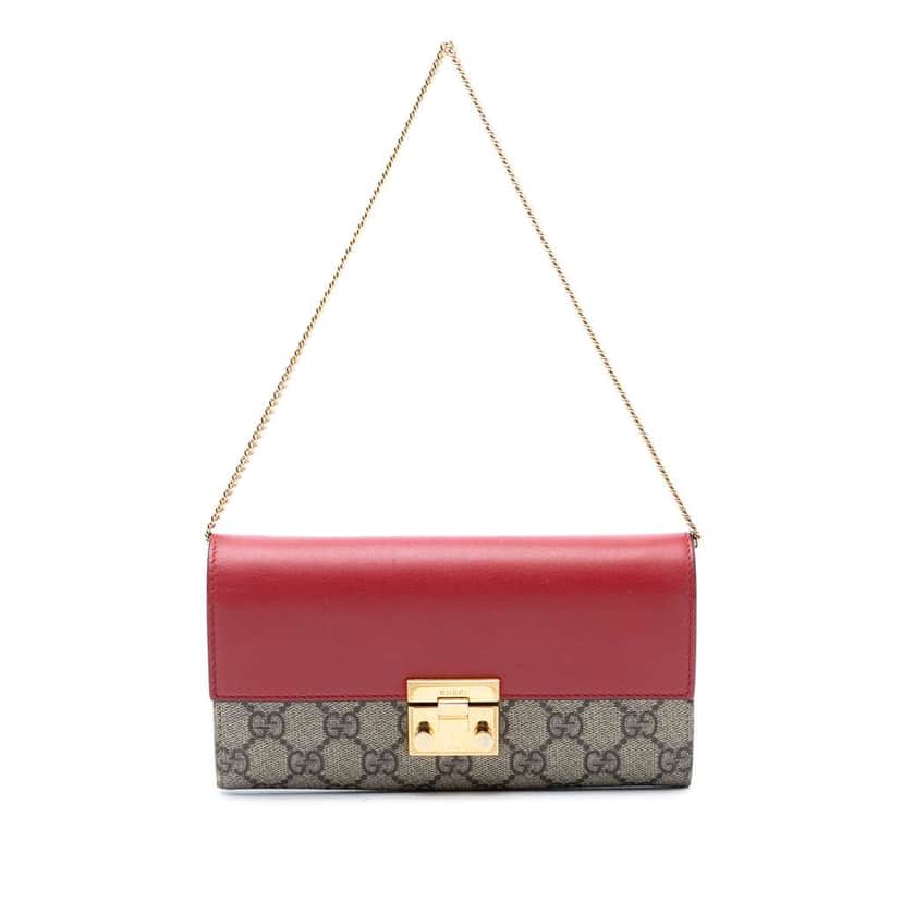 Gucci GG Supreme Padlock Wallet On Chain Beige Canvas Very good condition - Front View