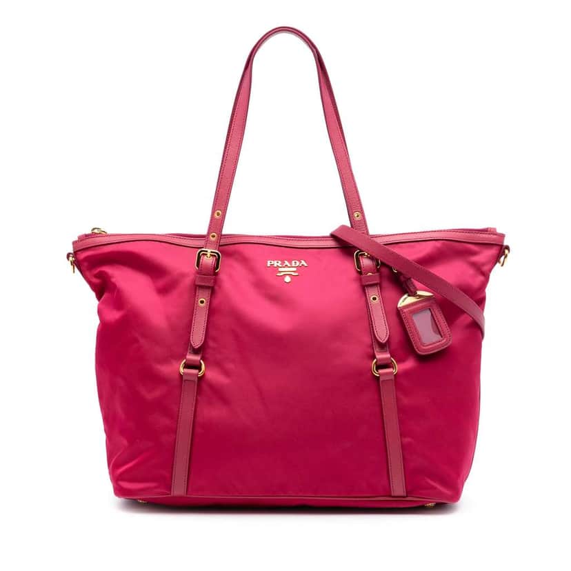 Prada Saffiano Trimmed Tessuto Satchel Pink Very good condition - Front View