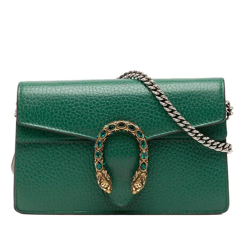 Gucci Mini Leather Dionysus Crossbody Green Leather Very good condition - Front View