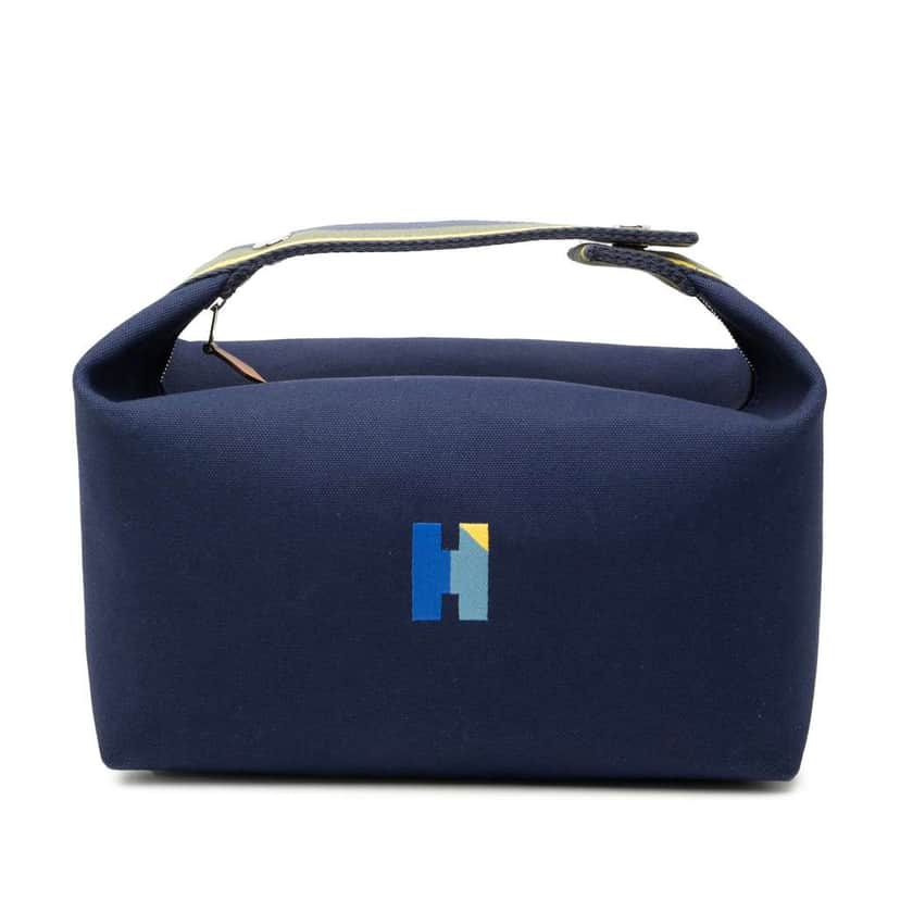 Hermès Large Toile Bride A Brac H Pavillon Case Blue Canvas Very good condition - Front View