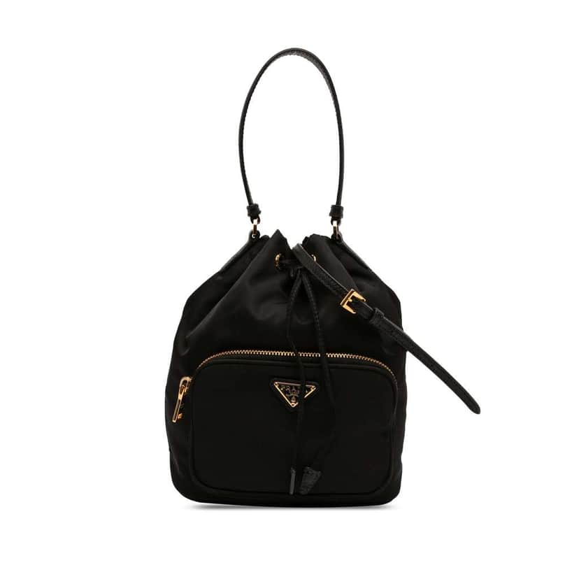 Prada Re Nylon Duet Bucket Bag Black Very good condition - Front View