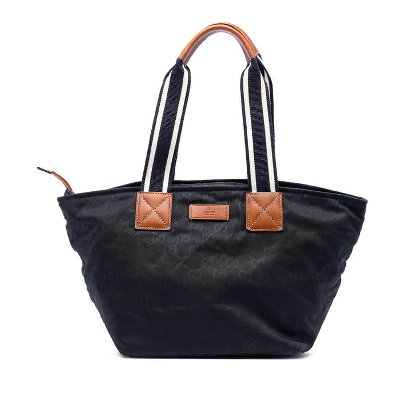 Gucci GG Nylon Web Tote Black Very good condition - Front View