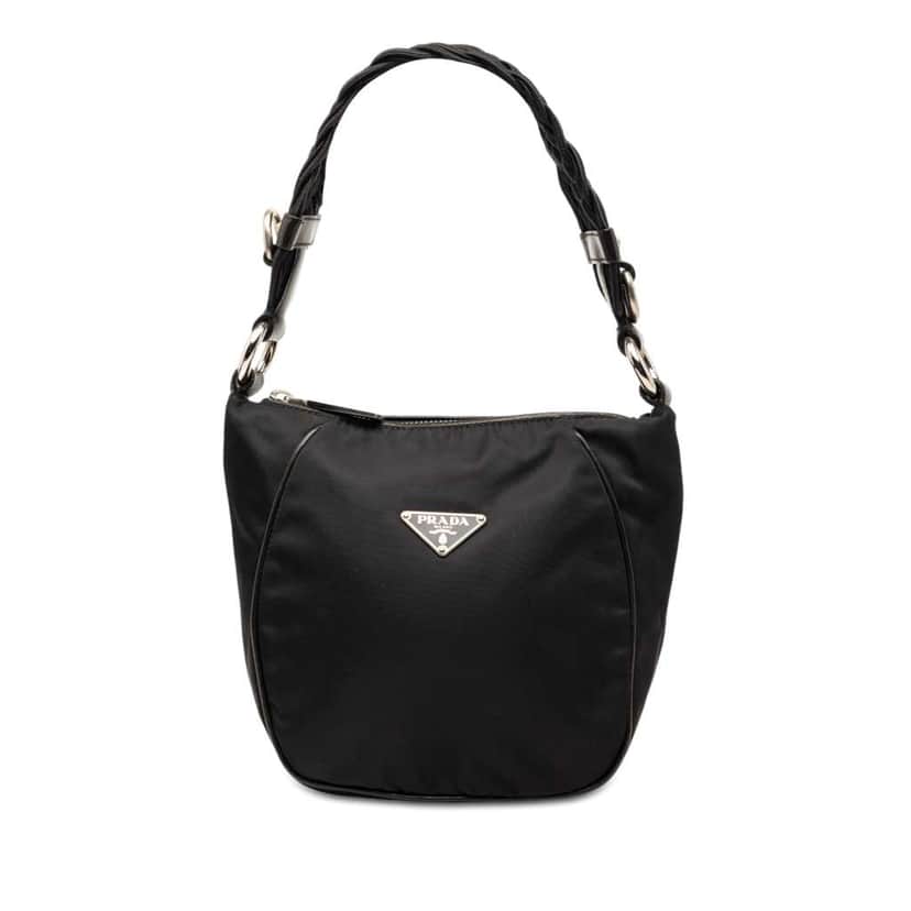 Prada Tessuto Braided Handbag Black Very good condition - Front View