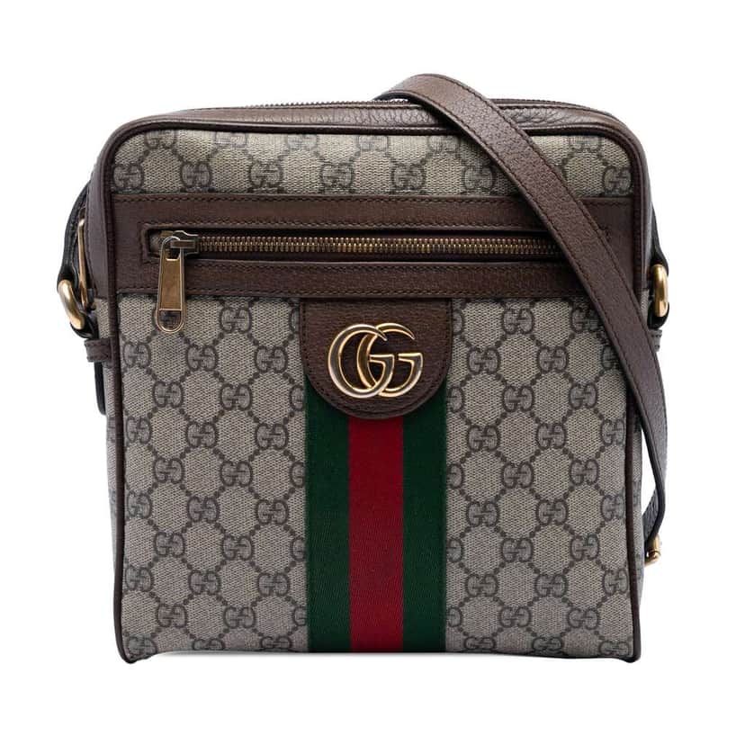 Gucci Small GG Supreme Web Ophidia Messenger Bag Beige Canvas Very good condition - Front View