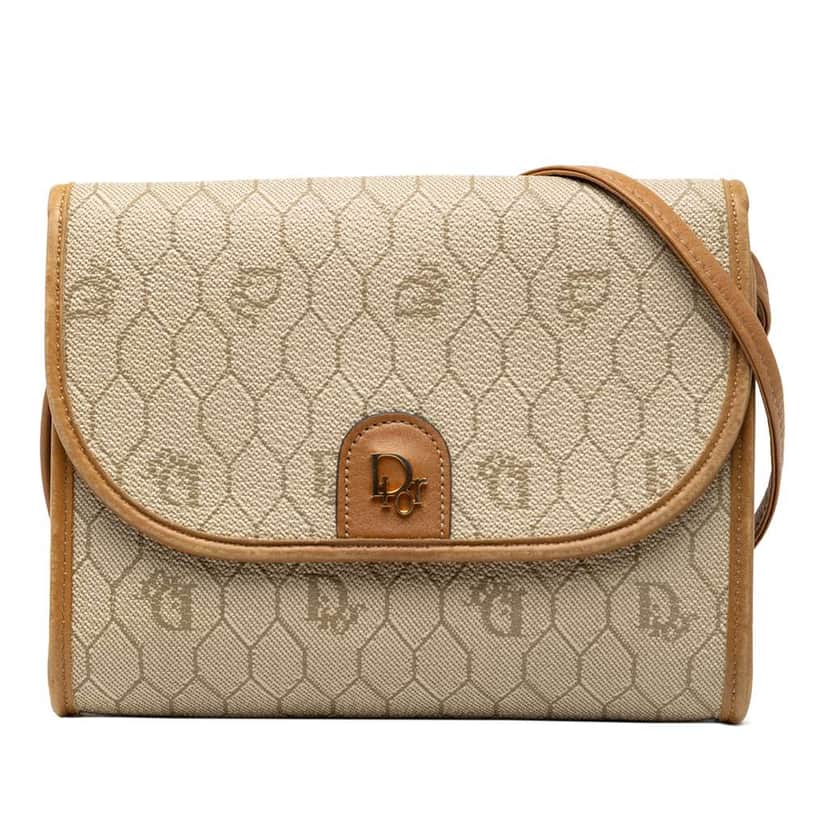 Dior Honeycomb Coated Canvas Crossbody Beige Very good condition - Front View