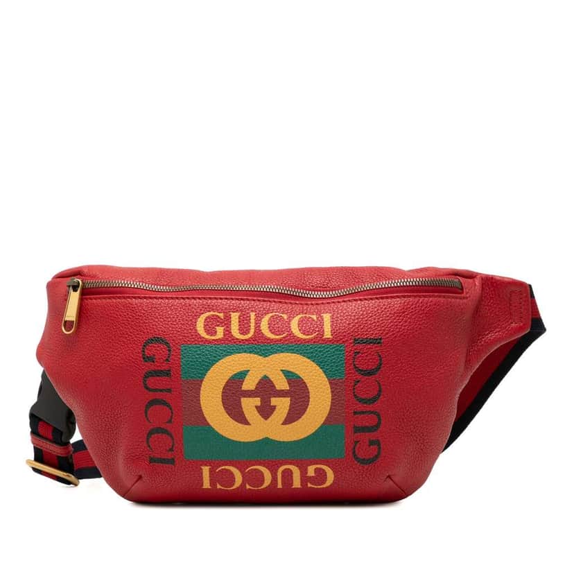 Gucci Leather Logo Belt Bag Red Leather Very good condition - Front View