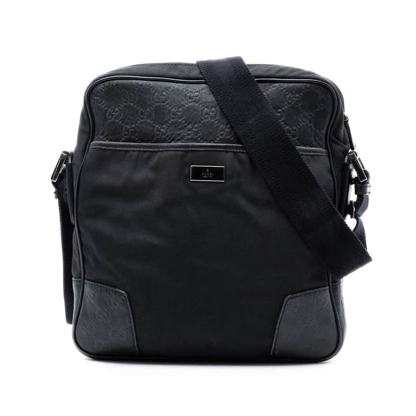 Gucci Guccissima Trimmed Nylon Crossbody Black Very good condition - Front View