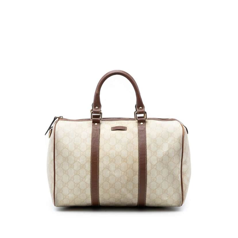 Gucci Medium GG Supreme Joy Boston Bag White Canvas Very good condition - Front View