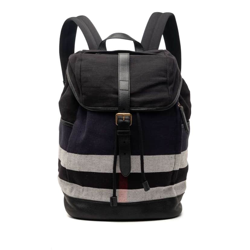 Burberry Mega Check Canvas Drifton Backpack Black Canvas Very good condition - Front View