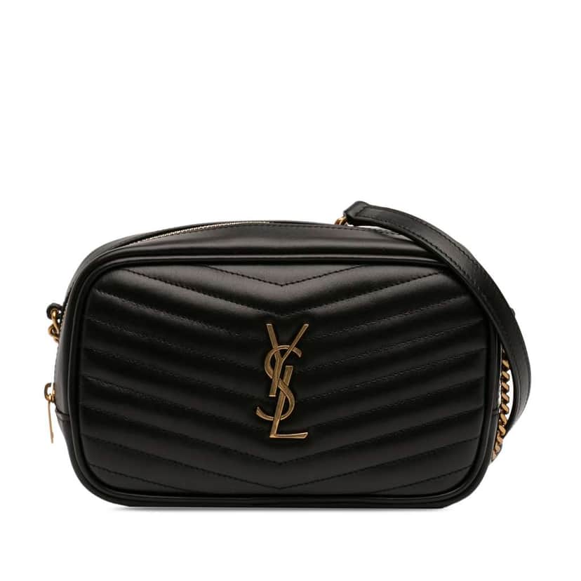 Saint Laurent Mini Matelasse Calfskin Monogram Lou Camera Bag Black Leather Very good condition - Front View