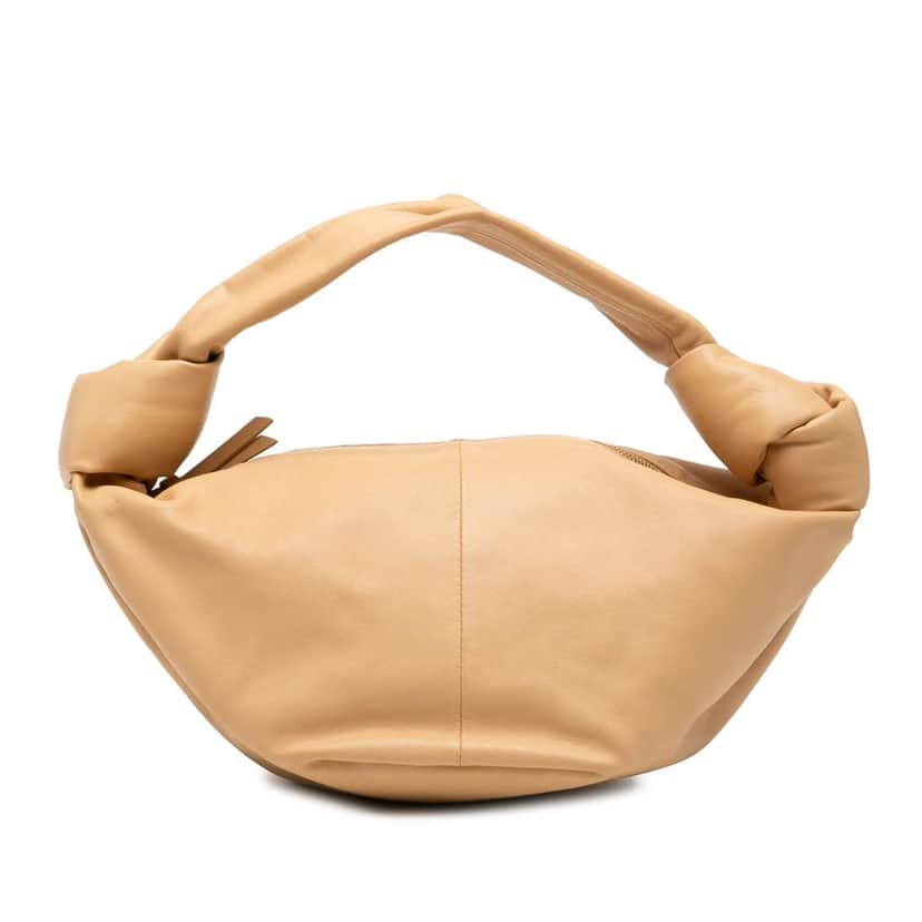 Bottega Veneta Mini Calfskin Double Knot Bag Brown Leather Very good condition - Front View