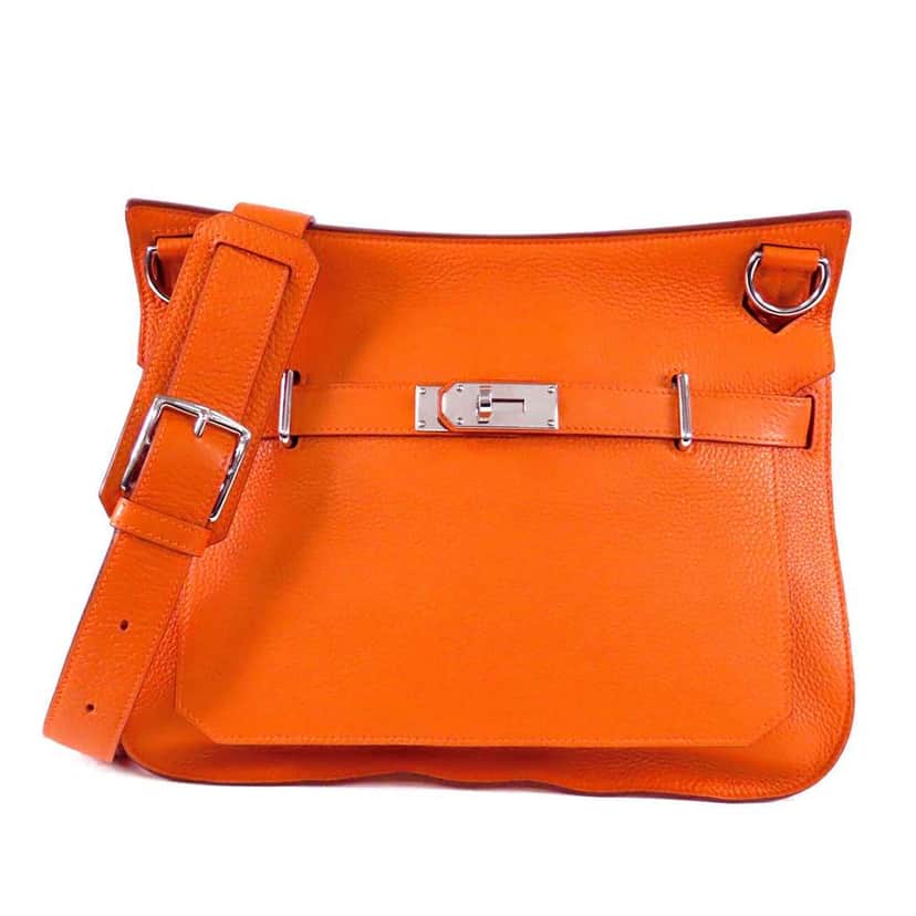 Hermès Clemence Jypsiere 34 Orange Leather Very good condition - Front View