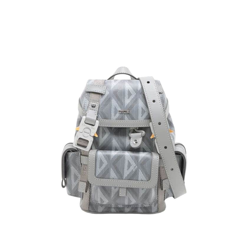 Dior Mini Coated Canvas CD Diamond Hit The Road Backpack Grey Canvas Very good condition - Front View