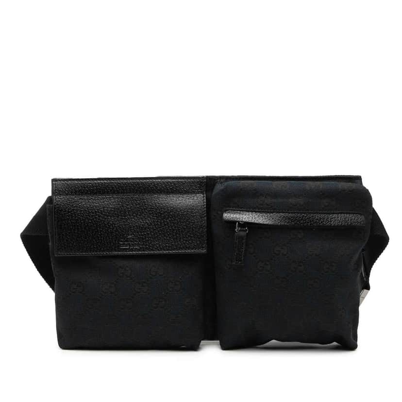 Gucci GG Canvas Double Pocket Belt Bag Blue Canvas Very good condition - Front View