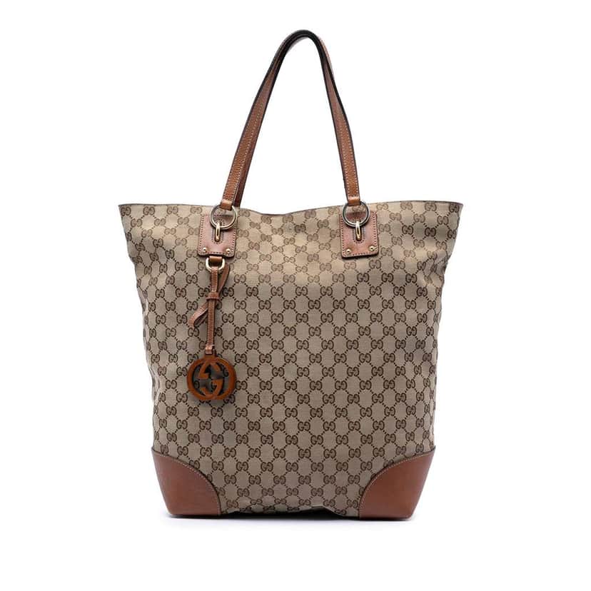 Gucci Large GG Canvas GG Charm Tote Beige Canvas Very good condition - Front View