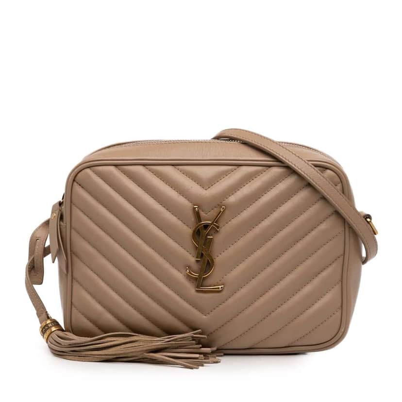 Saint Laurent Matelasse Leather Monogram Lou Camera Bag Beige Leather Very good condition - Front View