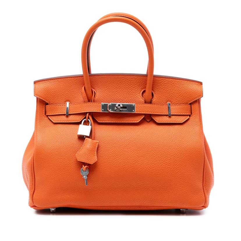 Hermès Clemence Birkin Retourne 30 Orange Leather Very good condition - Front View