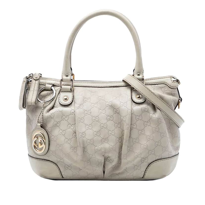 Gucci Guccissima Sukey Satchel White Leather Very good condition - Front View