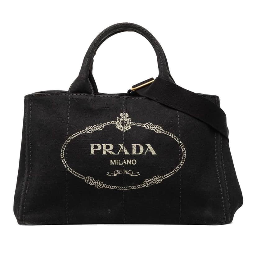 Prada Canvas Canapa Logo Satchel Black Canvas Very good condition - Front View