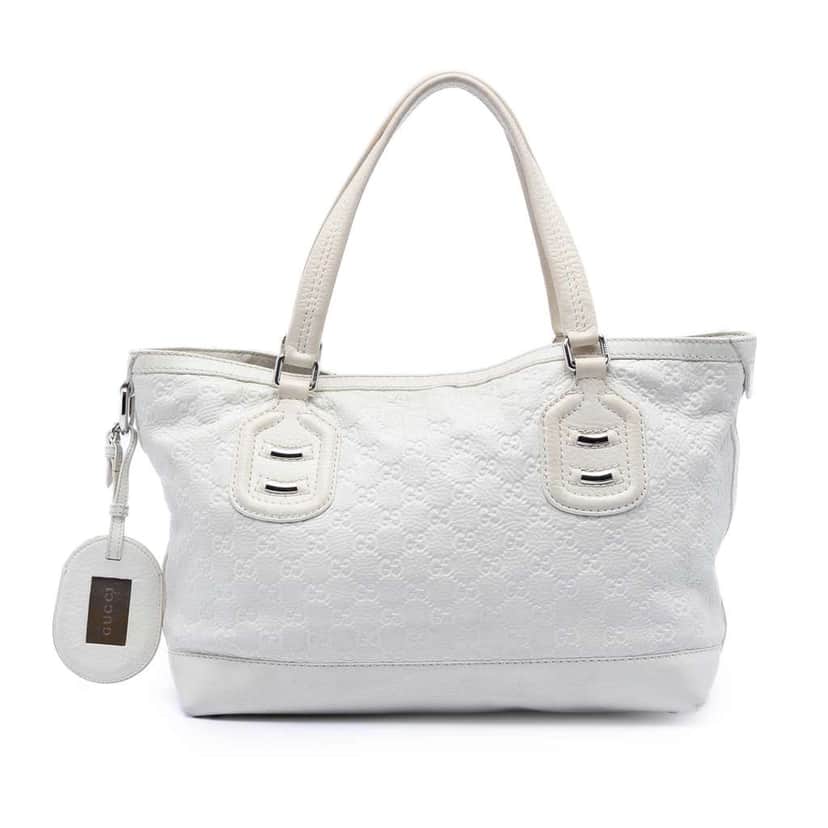 Gucci Guccissima Techno Tag Tote White Leather Very good condition - Front View