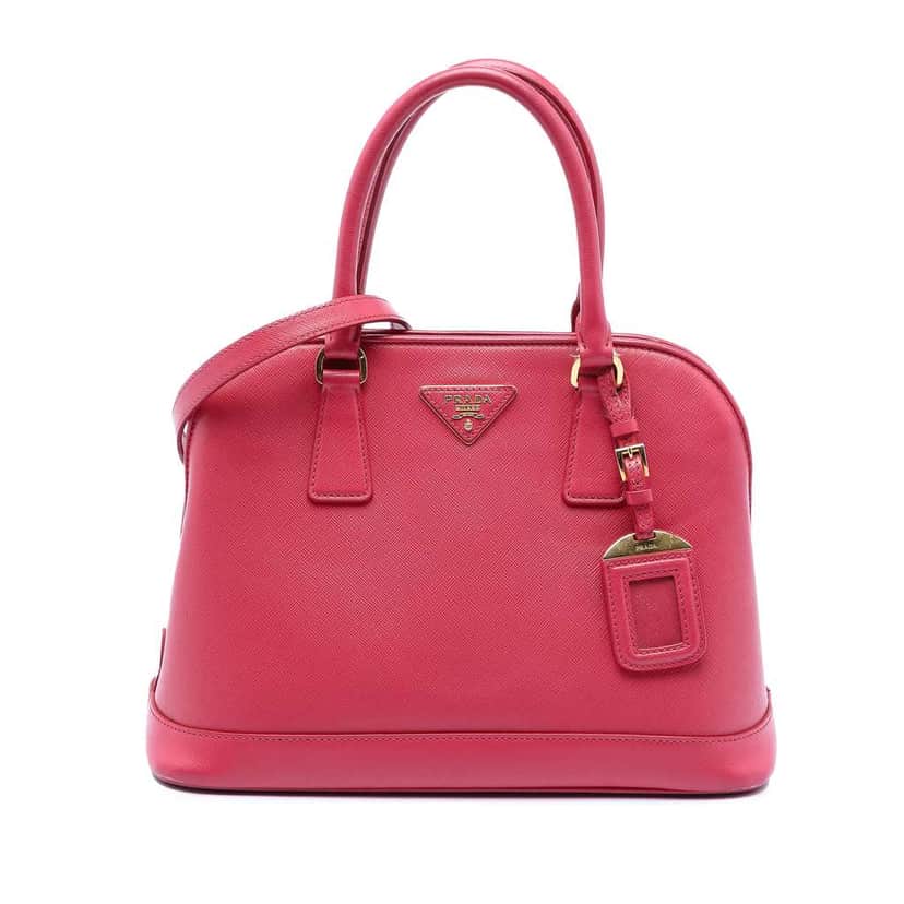 Prada Medium Saffiano Lux Open Promenade Satchel Pink Leather Very good condition - Front View