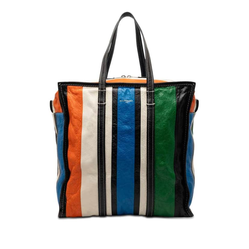 Balenciaga Lambskin Bazar Shopper Satchel M Blue Leather Very good condition - Front View