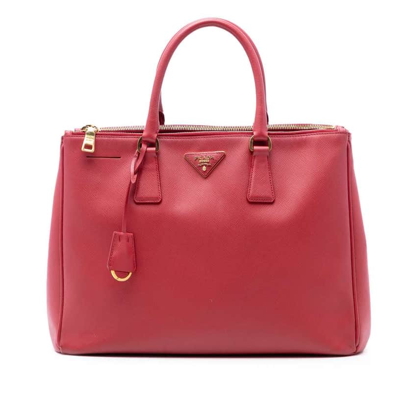 Prada Large Saffiano Lux Galleria Double Zip Satchel Red Leather Very good condition - Front View