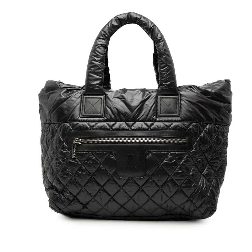 Chanel Medium Quilted Nylon Reversible Coco Cocoon Tote Black Very good condition - Front View