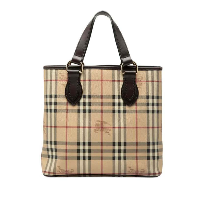 Burberry Haymarket Check Coated Canvas Tote Beige Canvas Very good condition - Front View