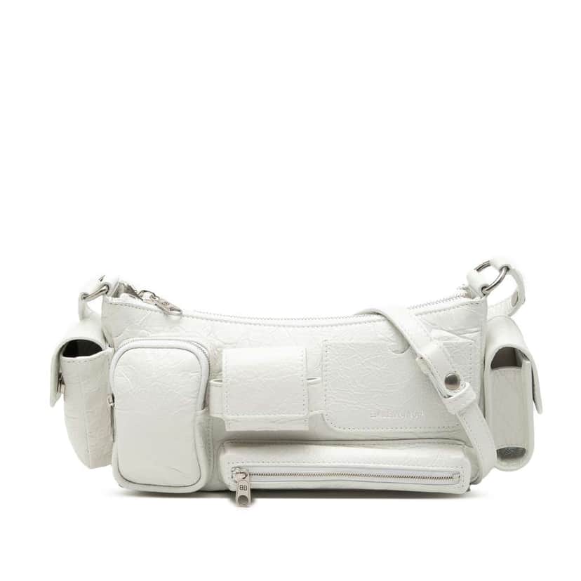 Balenciaga Small Lambskin Superbusy Sling Bag White Leather Very good condition - Front View