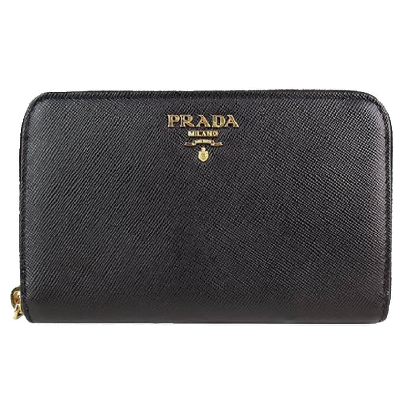 Prada Prada Women's Black Saffiano Cuir Full Zip Wallet Black Leather Never worn, with tag - Front View