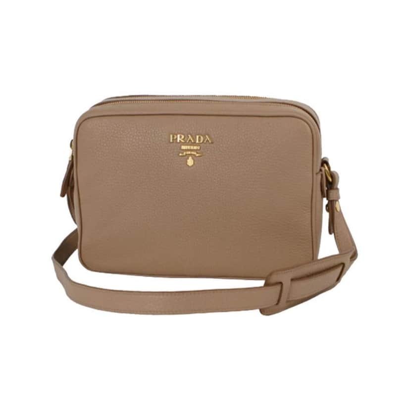 Prada Prada Beige Vitello Phenix Leather Double Zip Crossbody Bag Beige Leather Never worn, with tag - Front View