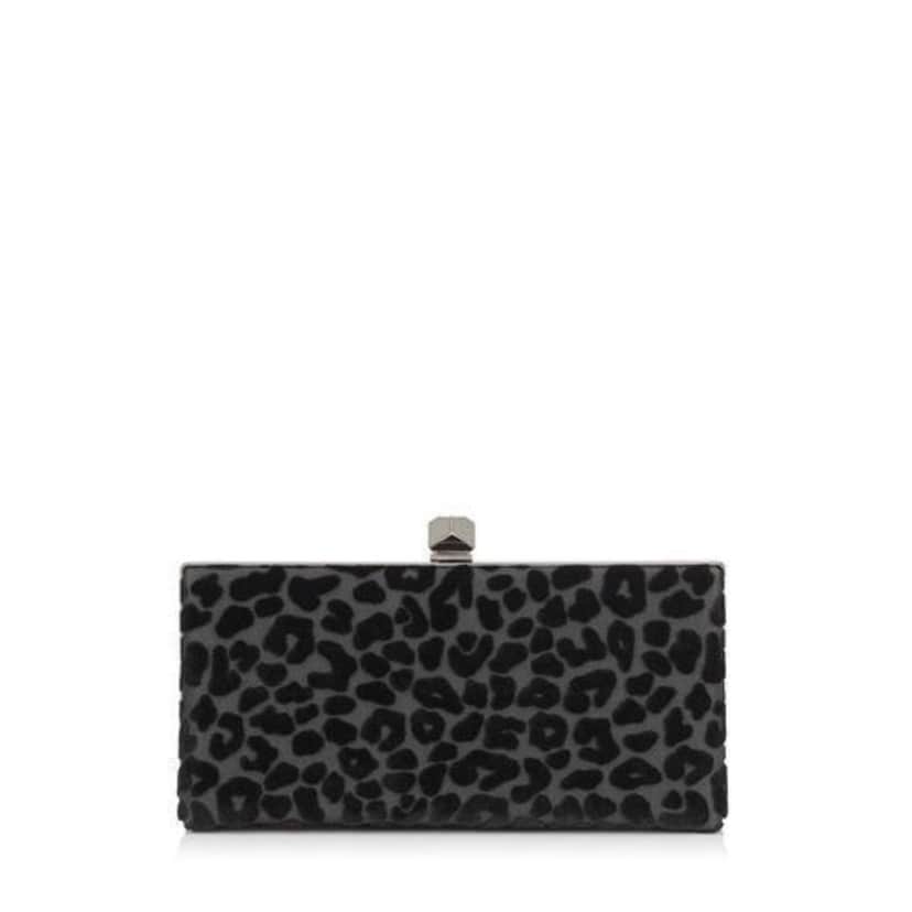 Jimmy Choo Jimmy Choo Celeste Black Devore Velvet Leopard Clutch Bag Black Never worn, with tag - Front View