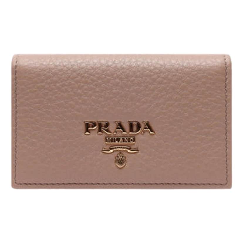 Prada Prada Women's Vitello Grain Cammeo Beige Leather Card Case Wallet Beige Leather Never worn, with tag - Front View