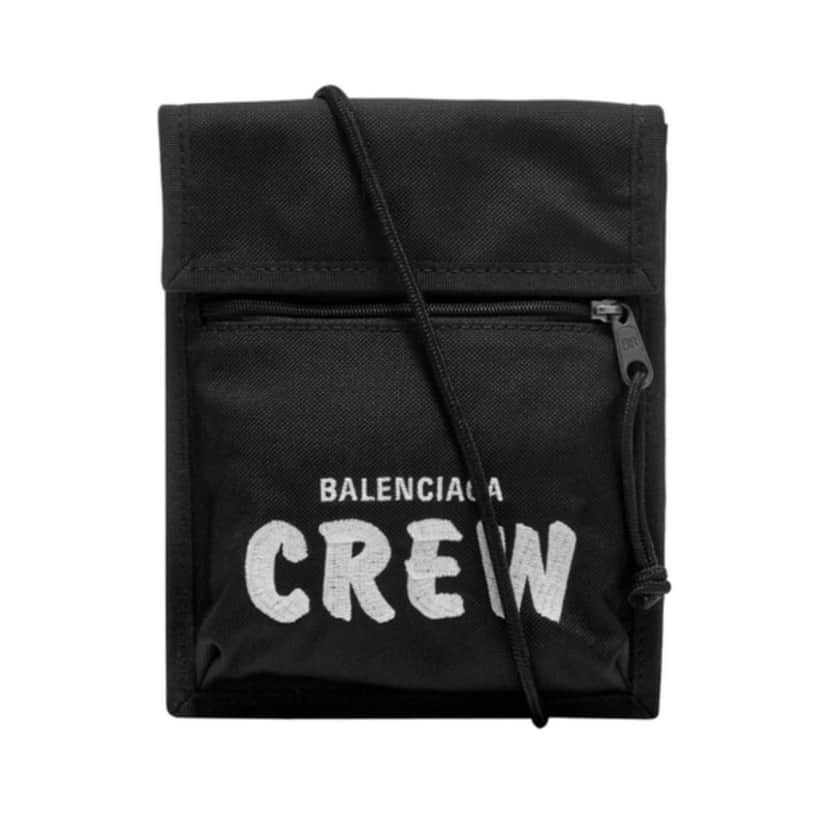 Balenciaga Balenciaga Explorer Pouch Crew Embroidery Black Canvas Never worn, with tag - Front View