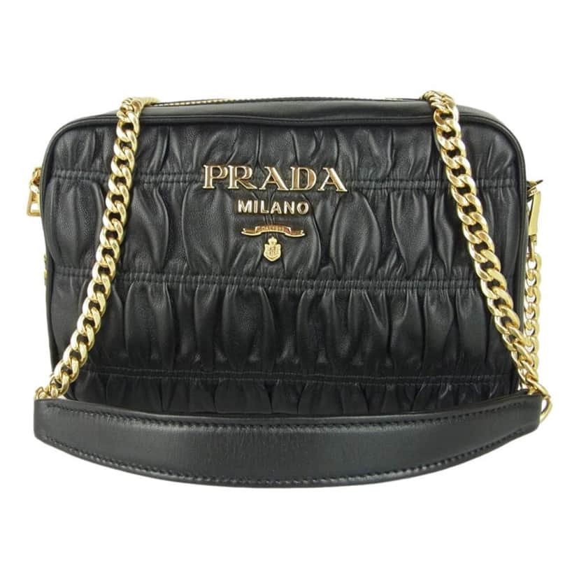 Prada Prada Black Gaufre Leather Small Crossbody Bag Black Leather Never worn, with tag - Front View