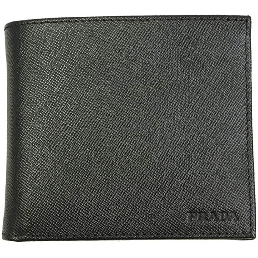 Prada Prada Men's Black Saffiano Leather Logo Billfold Bifold Wallet Black Leather Never worn, with tag - Front View
